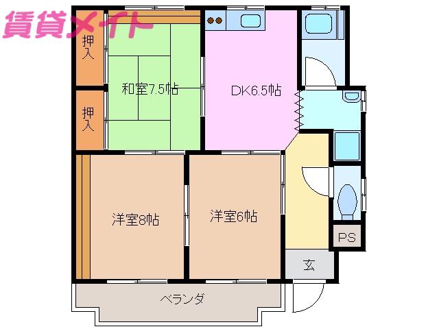 メゾン末広(3DK/3階)の間取り写真