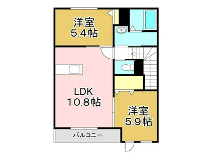 SLOW HAND六番館(2LDK/2階)の間取り写真
