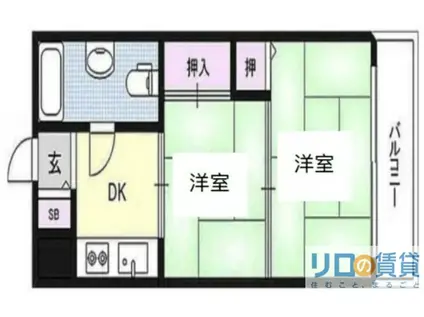 新大阪第一ダイヤモンドマンション(2K/6階)の間取り写真