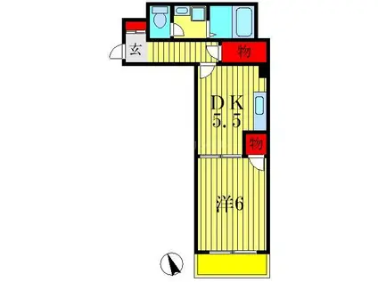 アルカサール黛(1DK/4階)の間取り写真