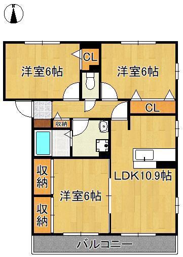 プレミールASO II(3LDK/2階)の間取り写真