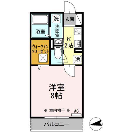 Tエテルネル(1K/1階)の間取り写真