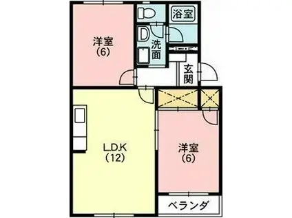 ラフィーネK(2LDK/1階)の間取り写真