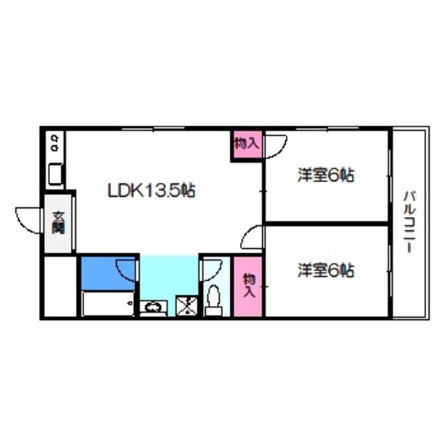 北野マンション(2LDK/2階)の間取り写真