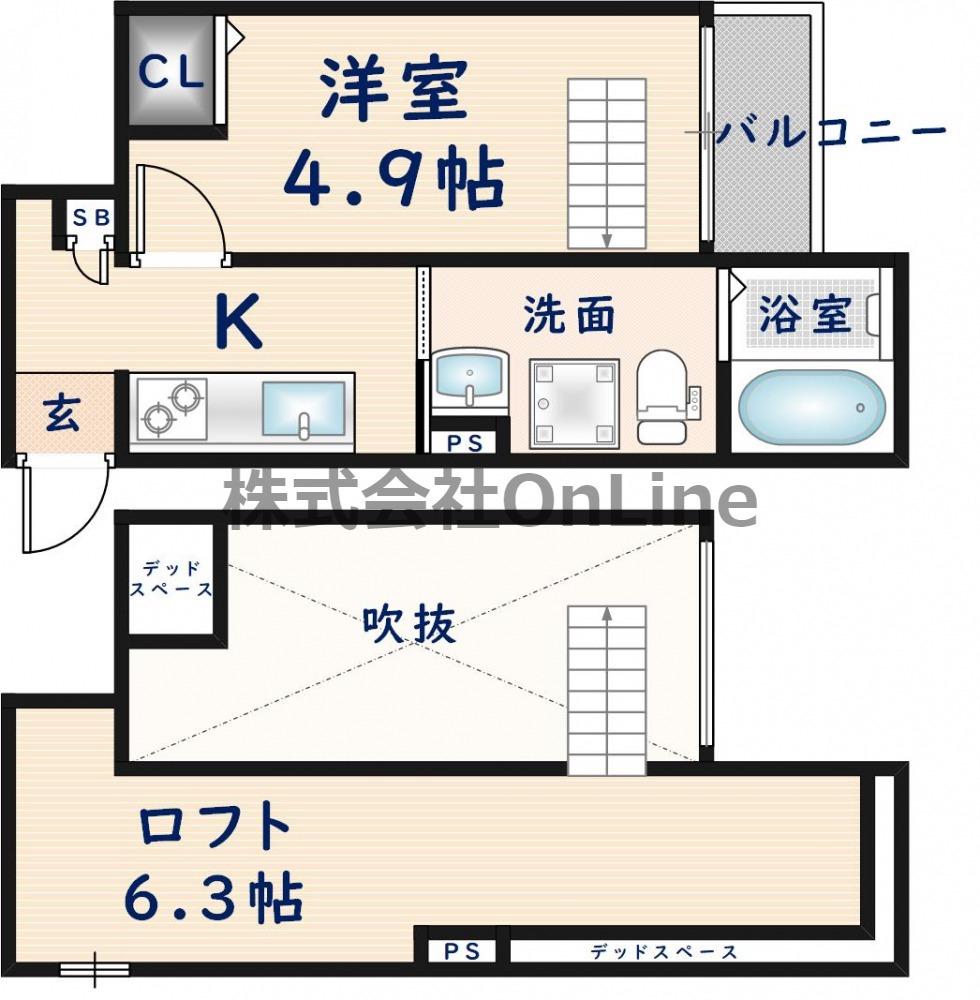 コンフォート(1K/2階)の間取り写真