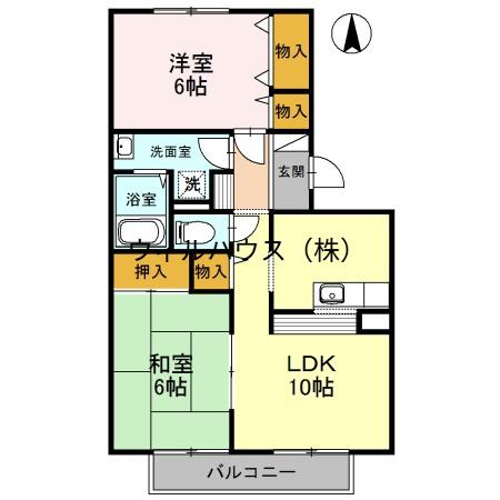 フレンドコーポ B棟(2LDK/1階)の間取り写真