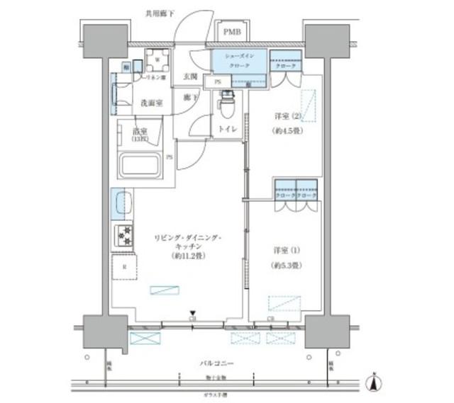 パークアクシス西大島コンフォートスクエア(2LDK/13階)の間取り写真