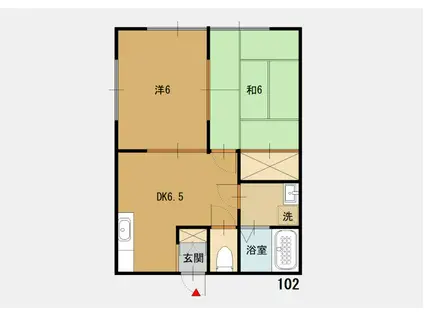 サンハイツ(2DK/1階)の間取り写真