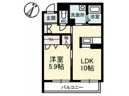 LINO(1LDK/2階)の間取り写真