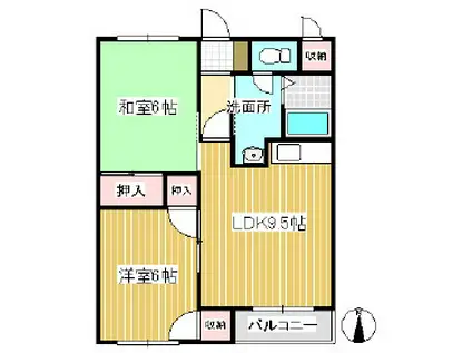 カーサフェリーチェ(2LDK/2階)の間取り写真