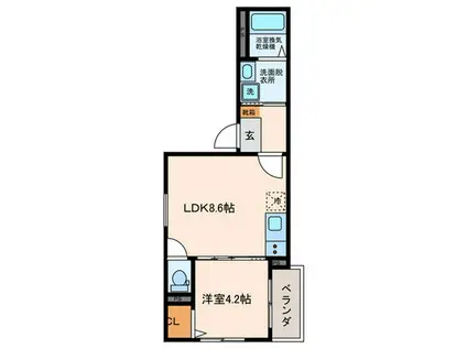 T MAISON 出屋敷(1LDK/2階)の間取り写真