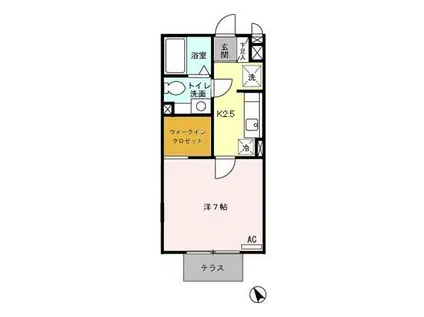 U-スクエア I(1K/1階)の間取り写真