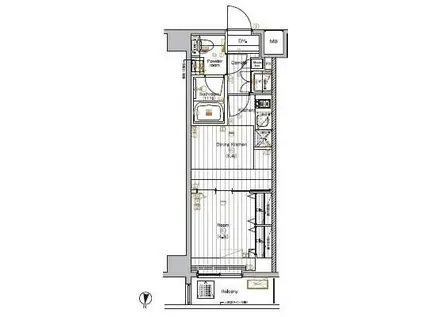 ザプレミアムキューブG潮見(1DK/6階)の間取り写真