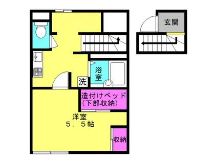 シンシア米田(1K/2階)の間取り写真