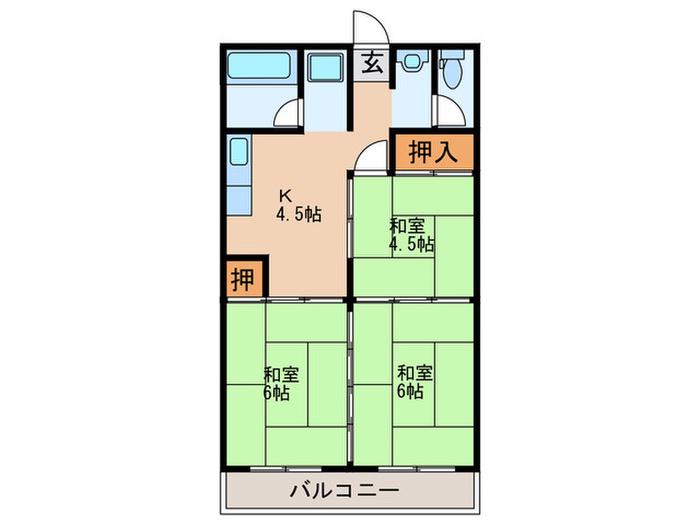 メゾン喜多山(3K/3階)の間取り写真
