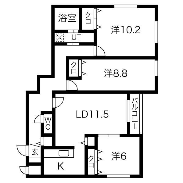 スイスコテージ(3LDK/2階)の間取り写真