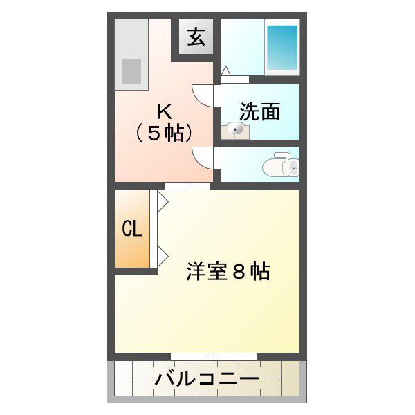 サンハイツ川西K棟(1K/2階)の間取り写真