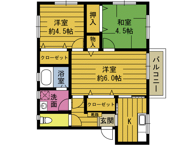 コンフォート諏訪(3K/1階)の間取り写真