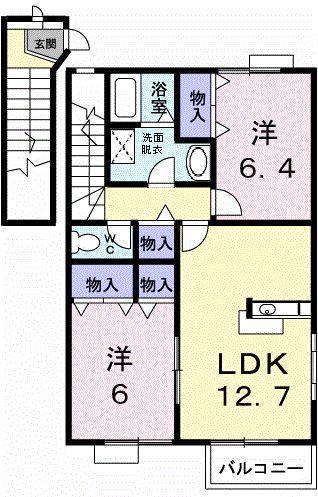 エルピーダMA棟(2LDK/2階)の間取り写真