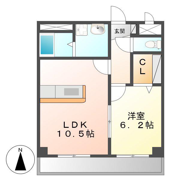サンシャインタナカ(1LDK/3階)の間取り写真