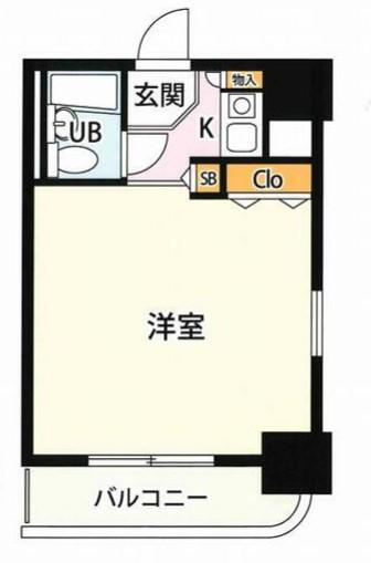 ビッグヴァンステイツ伊勢佐木町(1K/2階)の間取り写真