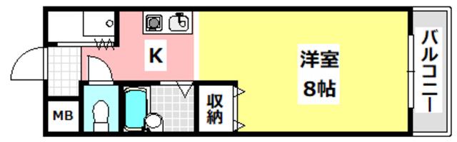 FOREST HILL I(1K/4階)の間取り写真