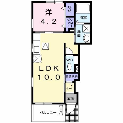 クラール名東 A(1LDK/1階)の間取り写真