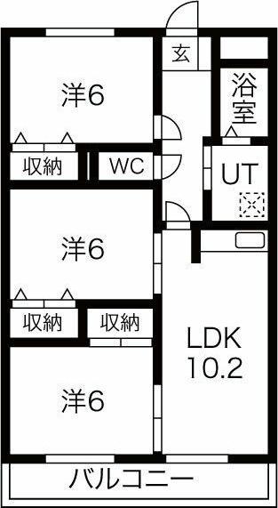 ベルドミール平戸橋2番館(3LDK/3階)の間取り写真