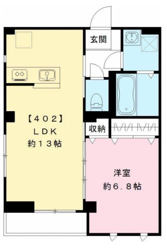 レザン池上(1LDK/4階)の間取り写真