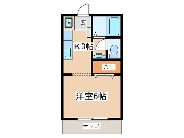 サンハイツB(1K/1階)の間取り写真