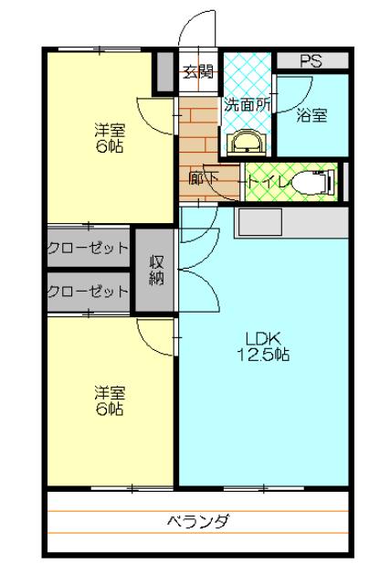 サンシャイントリス(2LDK/3階)の間取り写真