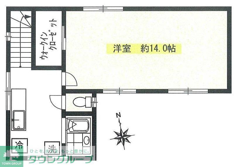 草の葉ハイツ(1K/2階)の間取り写真