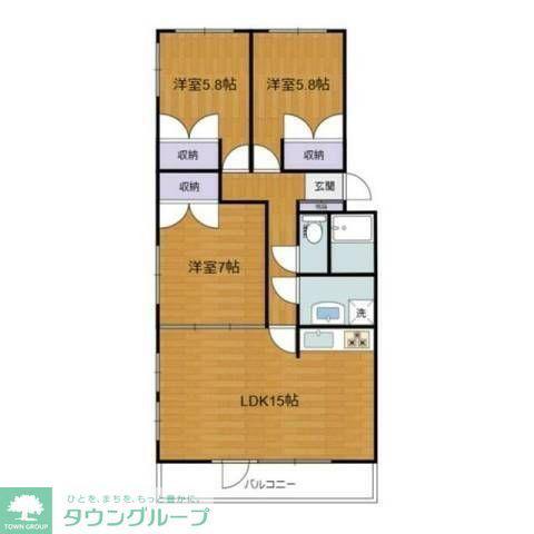 グリューンベルグ生田(3LDK/3階)の間取り写真