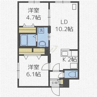 プレシェルト澄川(2LDK/2階)の間取り写真
