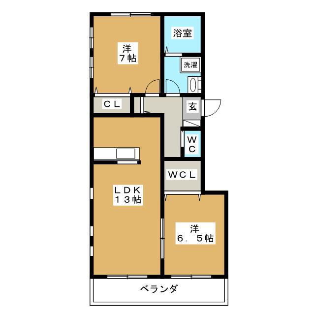 ヴィヴェール(2LDK/1階)の間取り写真