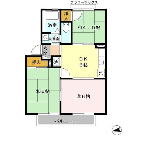 平尾ハイツ(3DK/2階)の間取り写真