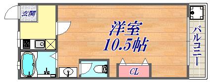 マンションカザミドリ(1K/2階)の間取り写真