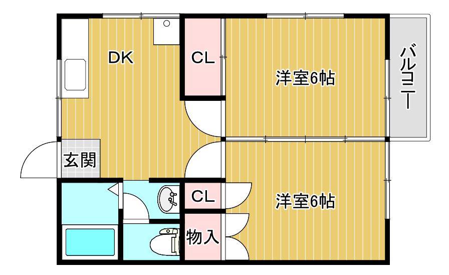 ハイツシャトレー(2DK/2階)の間取り写真