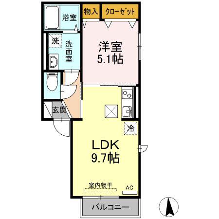 メゾンハイツII(1LDK/1階)の間取り写真