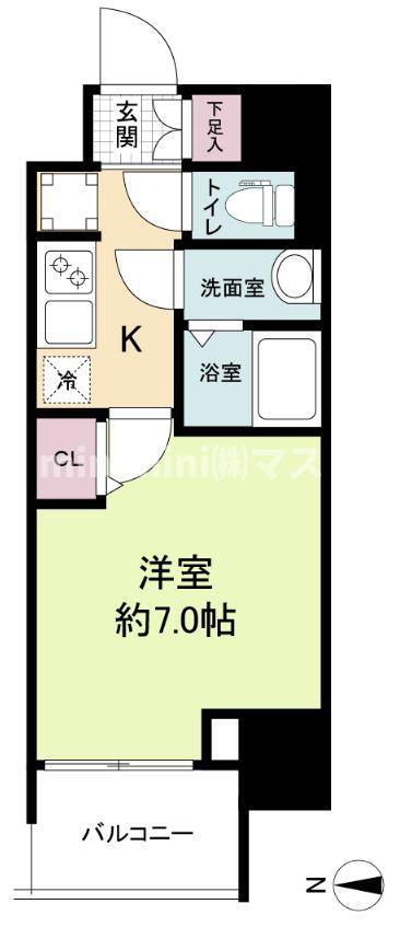 WORVE大阪本町(1K/3階)の間取り写真