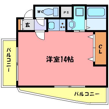 パレ・ロワイヤル五番館(ワンルーム/2階)の間取り写真