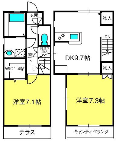 アーバンヒルズ(2DK/2階)の間取り写真