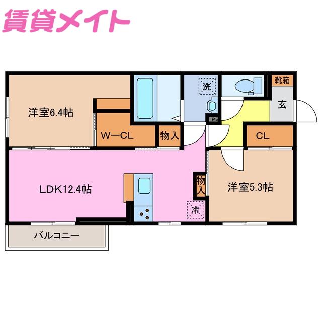ウィステリアアイ(2LDK/2階)の間取り写真