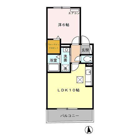 ラ・テールB(1LDK/1階)の間取り写真