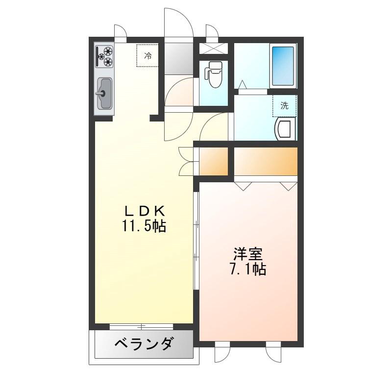 クラウドヒルズ(1LDK/3階)の間取り写真