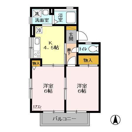 NJ・COURT(2K/2階)の間取り写真