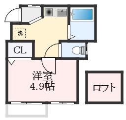 ジュネス石津(1K/1階)の間取り写真