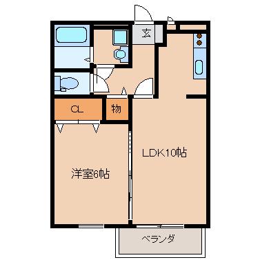 アヴニール合川(1LDK/1階)の間取り写真