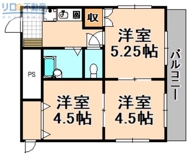 ハッピー稲野マンション(3K/1階)の間取り写真