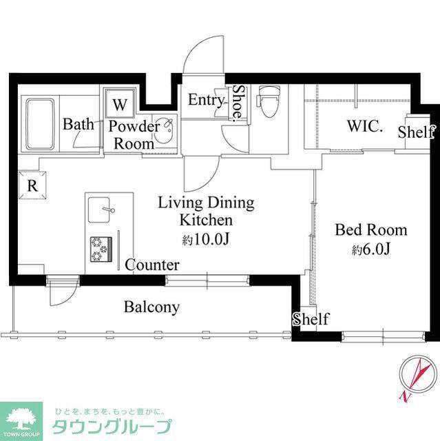 ハーモニーレジデンス新宿余丁町ザ・ガーデン(1LDK/5階)の間取り写真